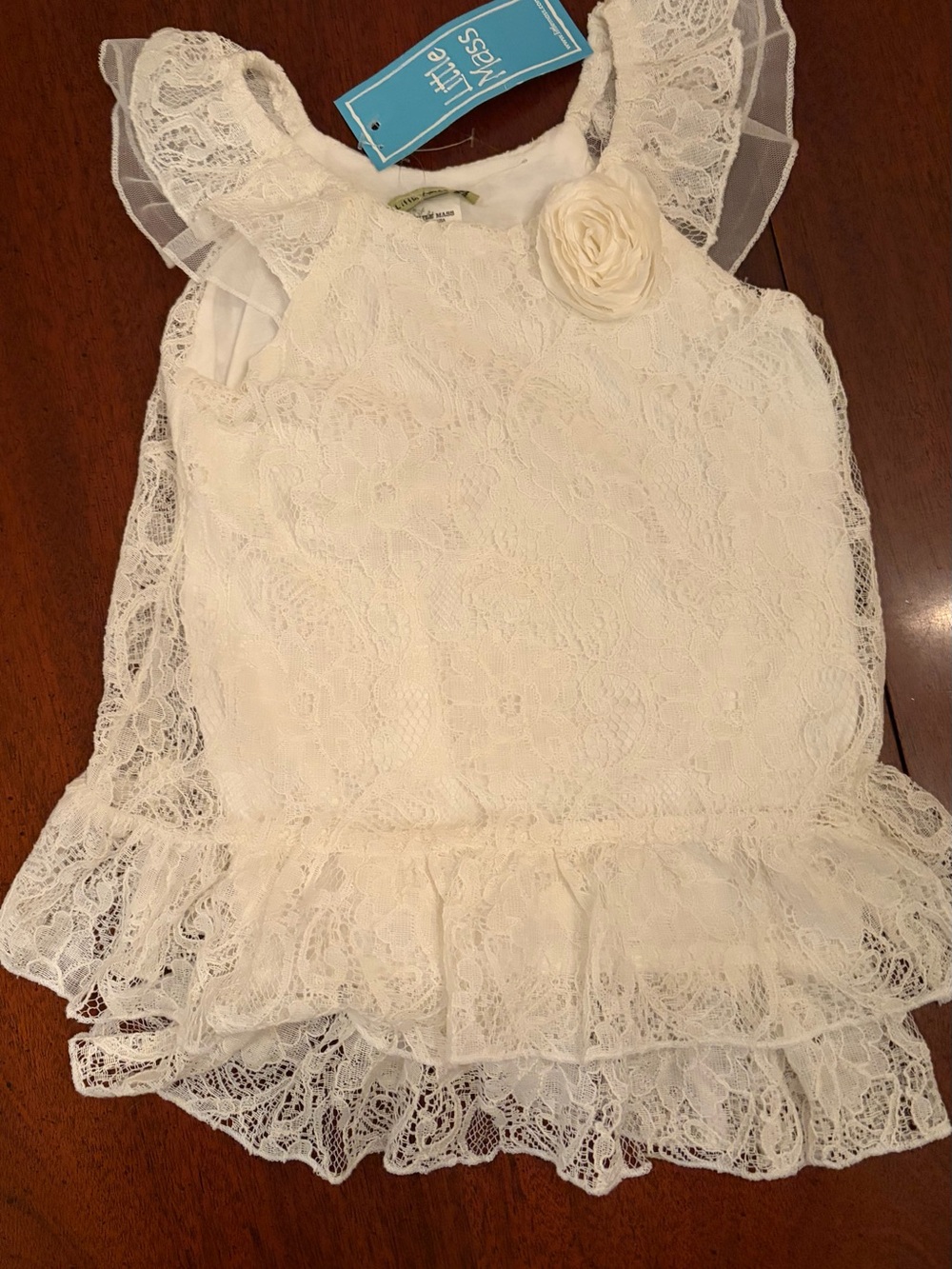 5 Little Mass Lace Dress with Flower & Tiers